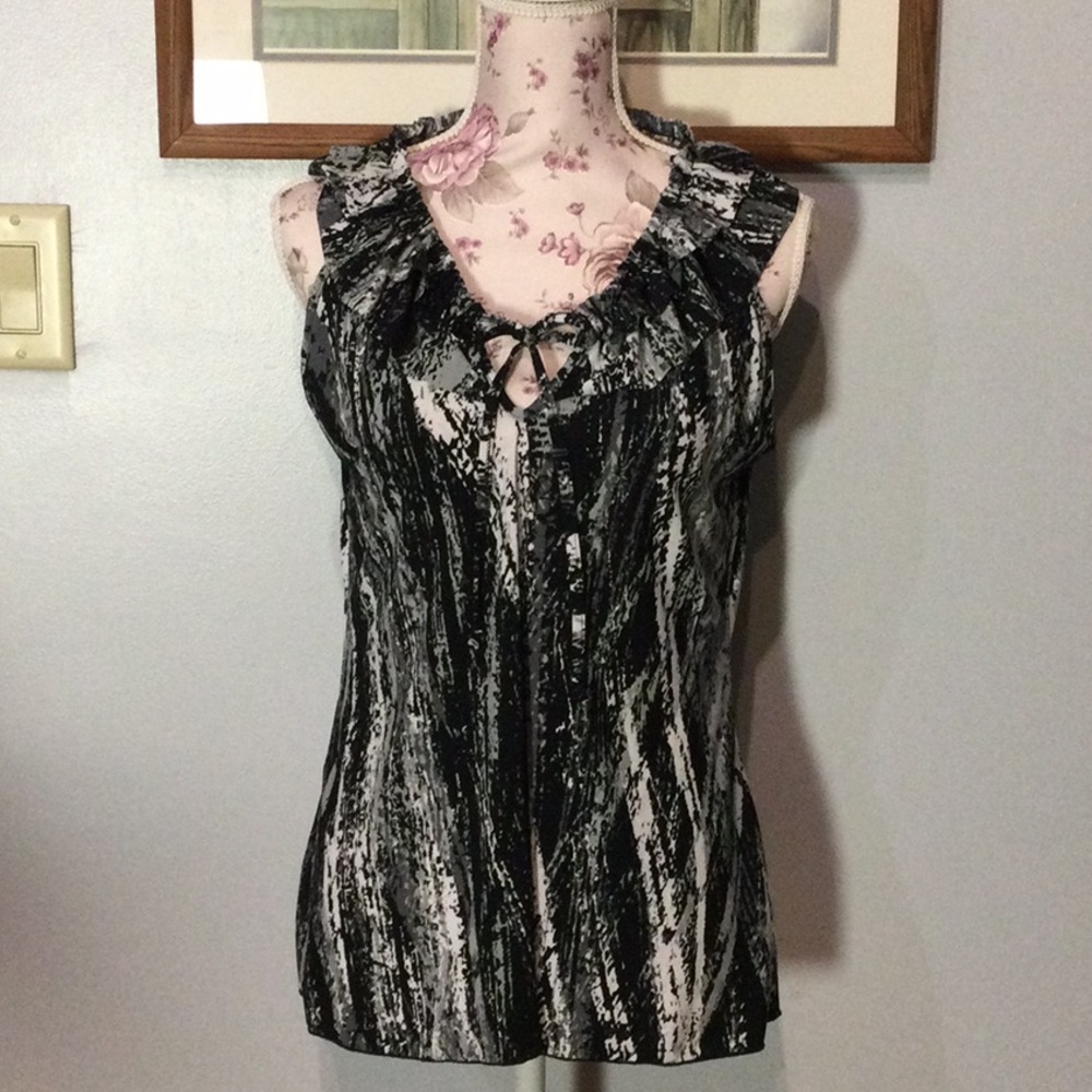 Black & White Ruffled Blouse